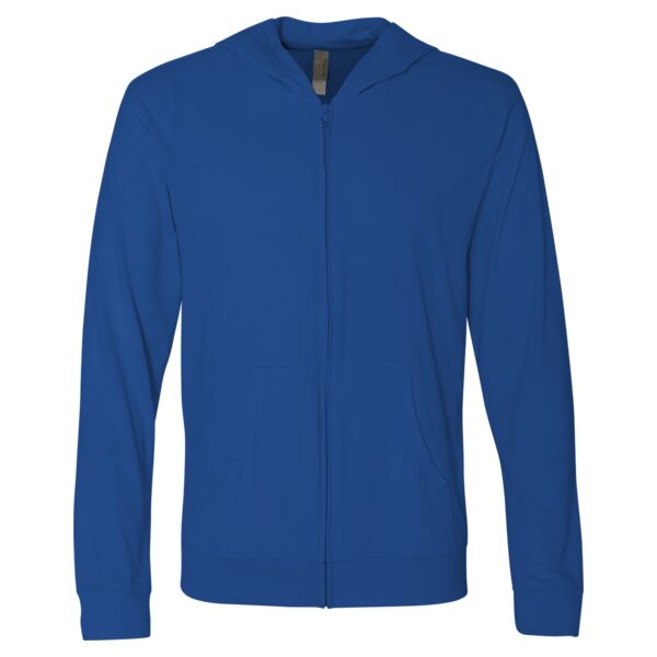 Unisex Sueded Long Sleeve Hooded Full-Zip T-Shirt Thumbnail