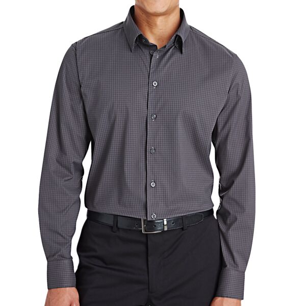 Men's CrownLux Performance® Tonal Mini Check Woven Dress Shirt Thumbnail